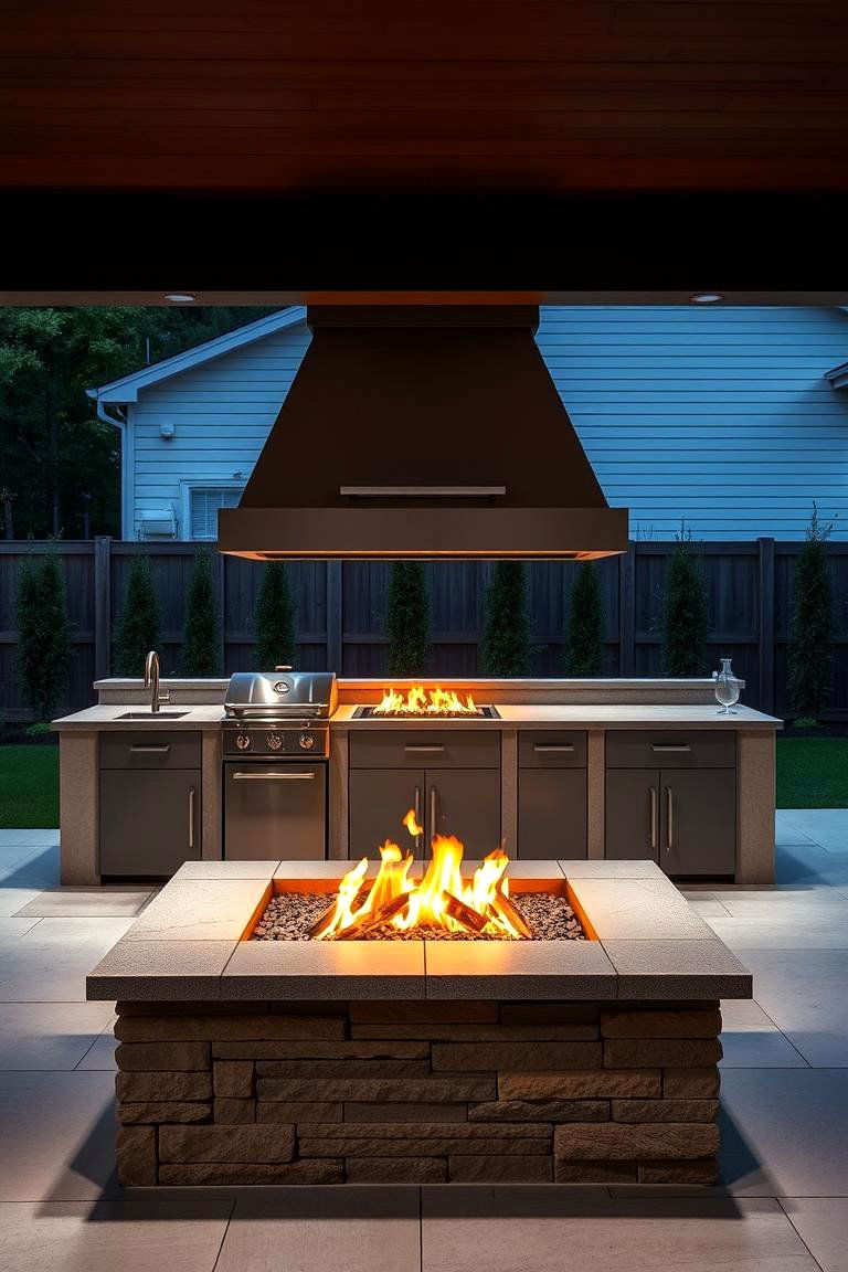 Integrated Outdoor Kitchen Fireplace - 24 Outdoor Corner Fireplace Ideas