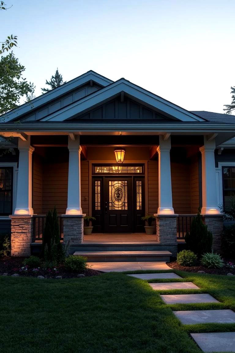 Integrated Outdoor Lighting - 24 Craftsman Style House Exterior Ideas