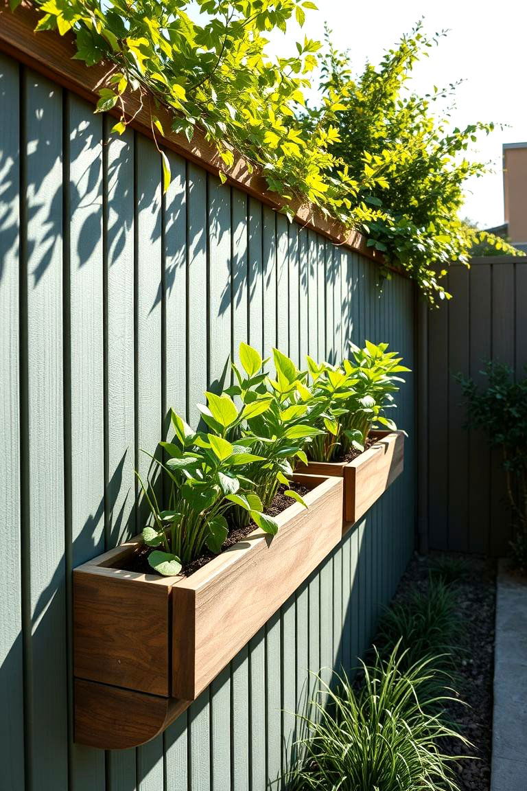 Integrated Planter Boxes - 24 Sage Green Garden Fence Ideas