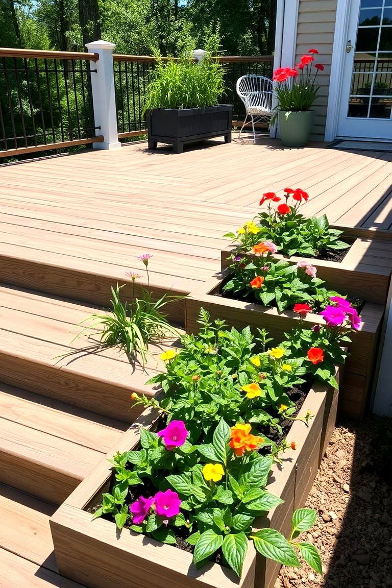Integrated Planters Deck Steps - 24 Deck Steps Ideas