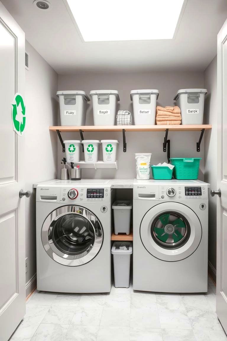 Integrated Recycling Station - 24 Green Laundry Room Ideas