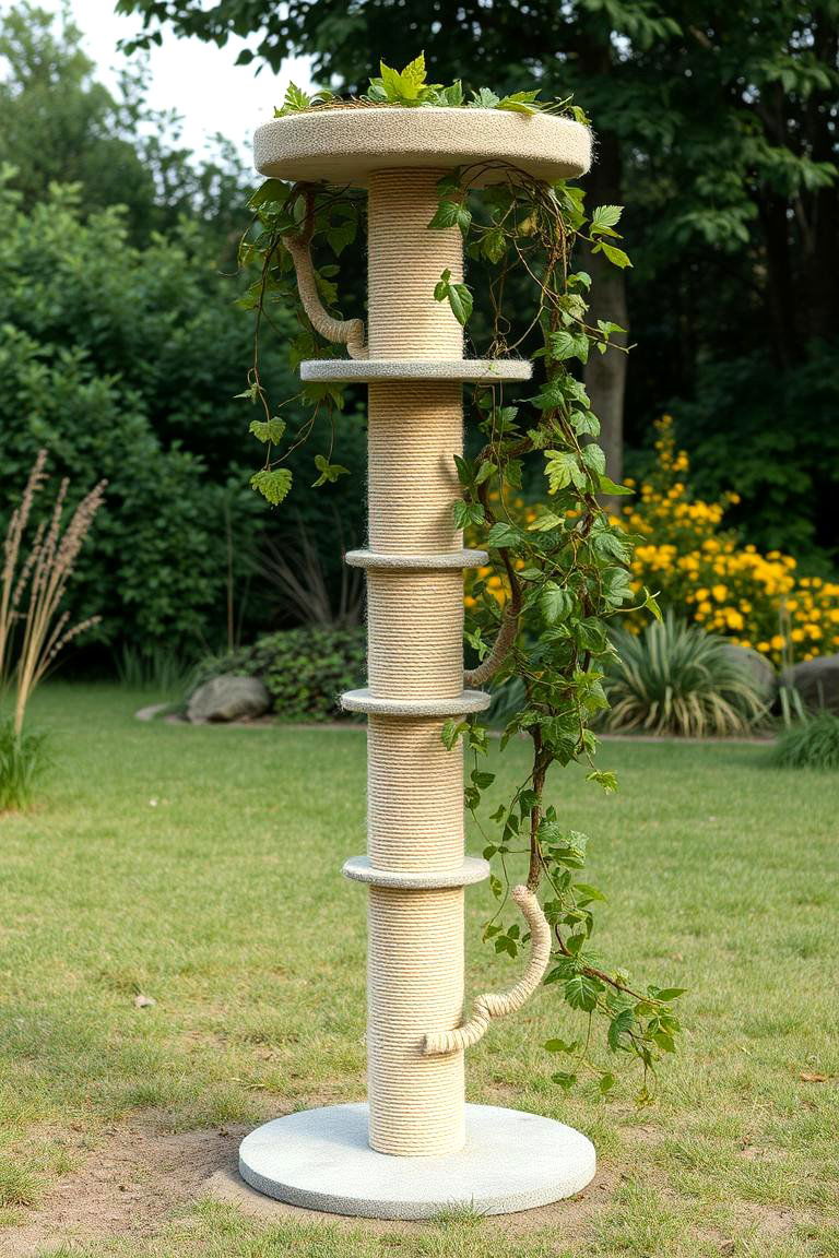 Integrated Scratching Post and Vine Tree - 24 Outdoor Cat Tree Ideas