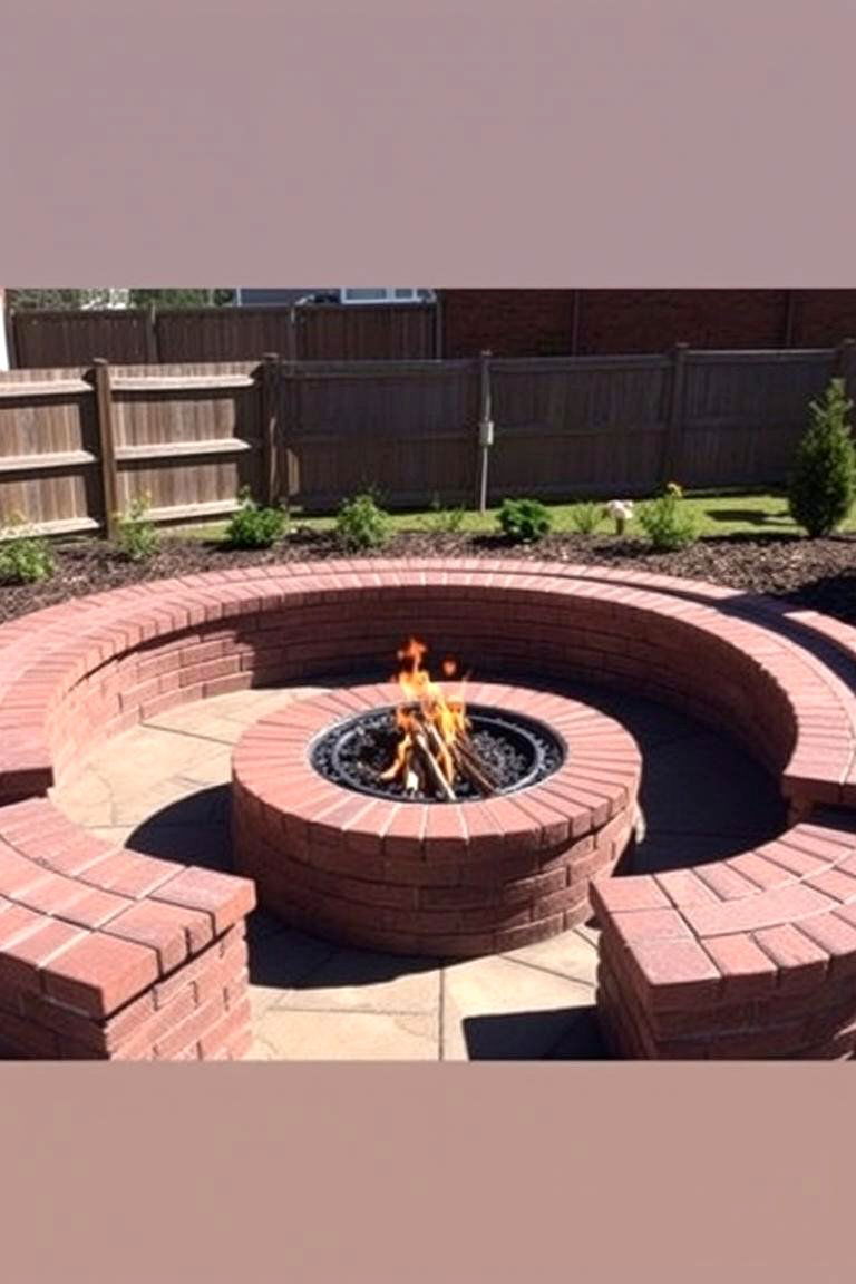 Integrated Seating Brick Fire Pit - 24 Brick Fire Pit Ideas