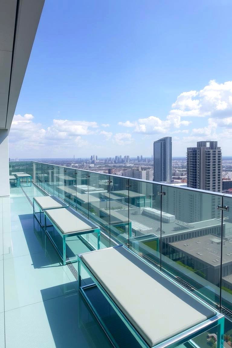 Integrated Seating Glass Balconies - 24 Glass Balcony Design Ideas
