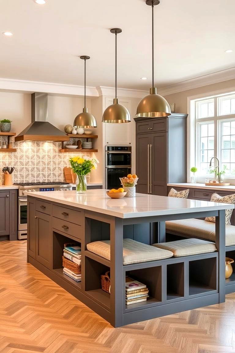 Integrated Seating Island - 24 Small Kitchen Island Ideas