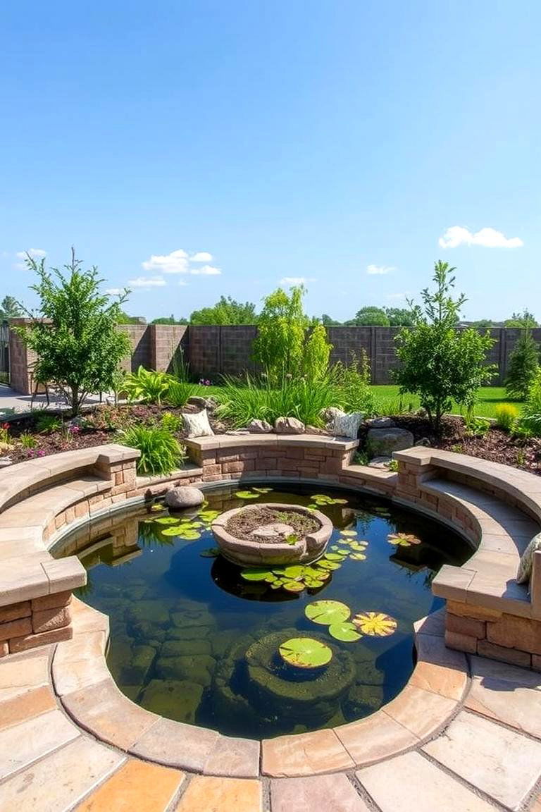 Integrated Seating Pond Lounge - 24 Pond Landscaping Ideas