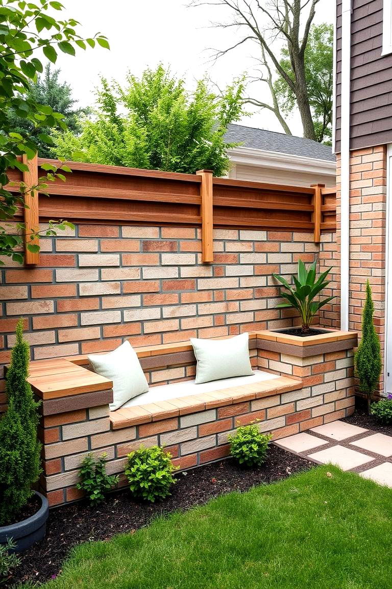 Integrated Seating and Planter Cinder Block Fence - 24 Cinder Block Fence Ideas