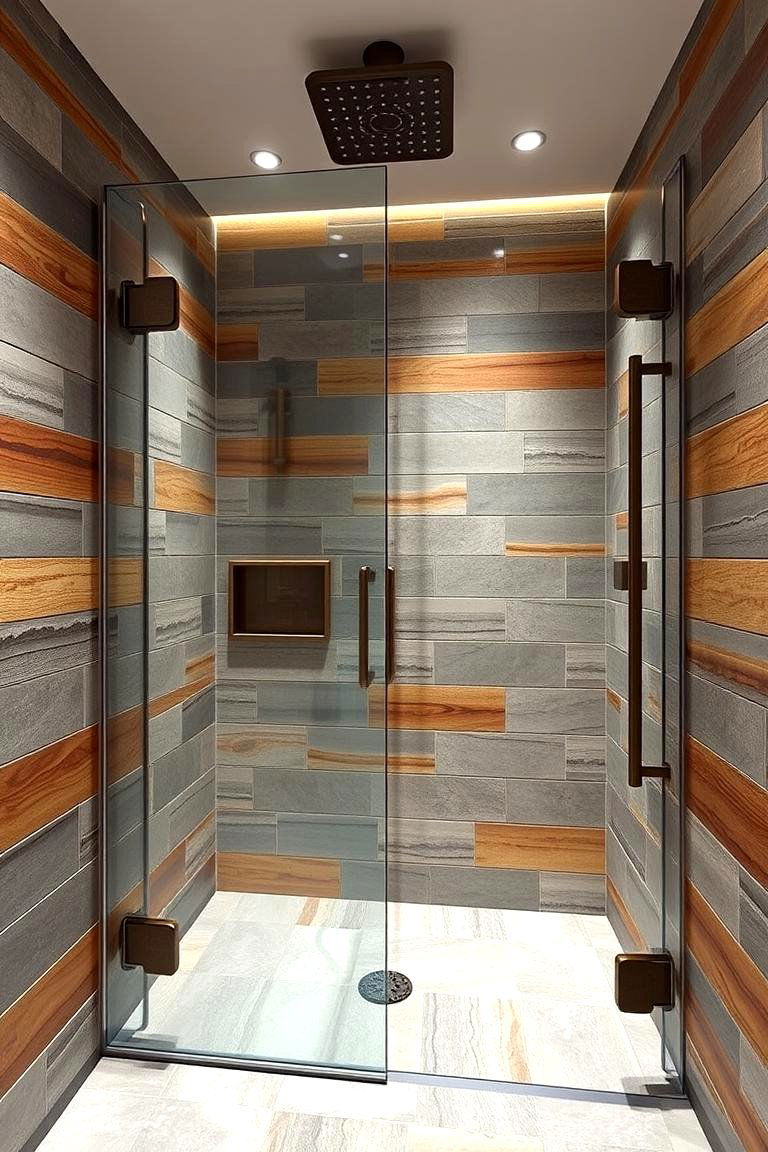 Integrated Seating with Natural Materials - 24 Rustic Walk-in Shower Ideas