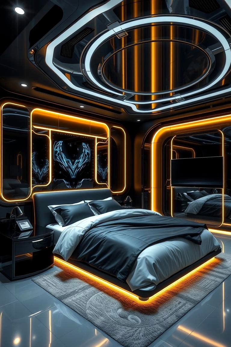 Integrated Smart Design in Black and Gold Bedrooms - 24 Black and Gold Bedroom Ideas