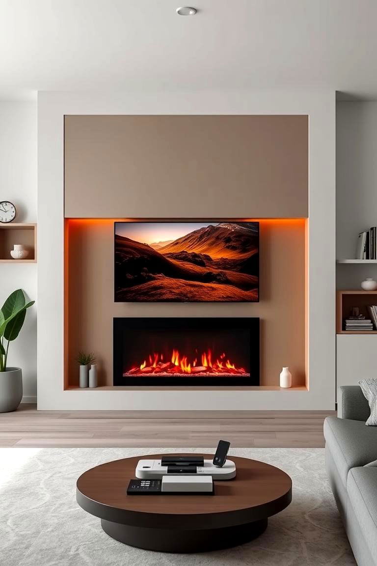 Integrated Smart Features - 24 Electric Fireplace Ideas With Tv Above