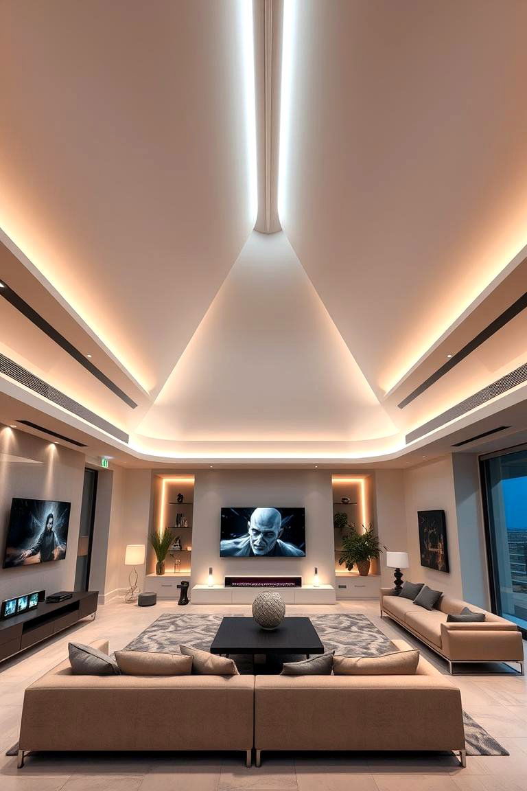 Integrated Smart Home Vault - 24 Living Room Vaulted Ceiling Ideas