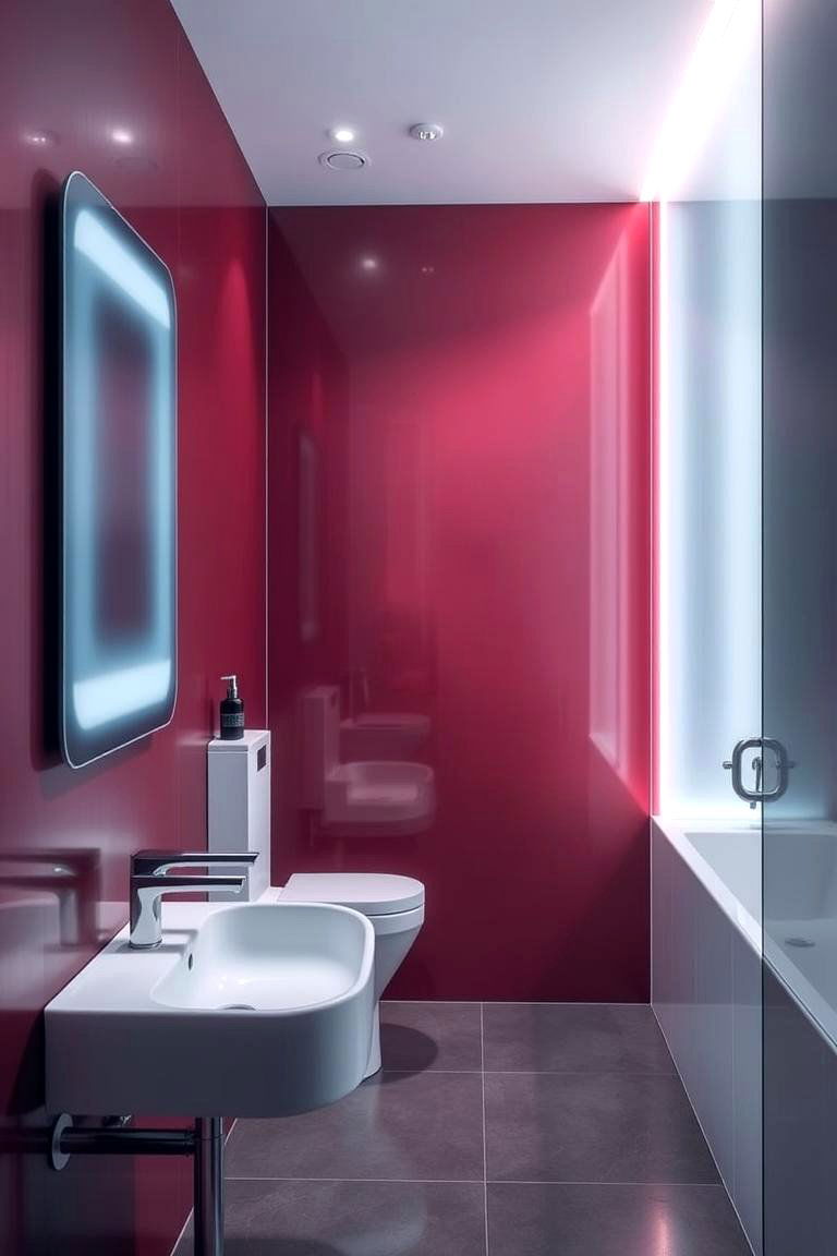 Integrated Smart Technology - 24 Burgundy Bathroom Ideas