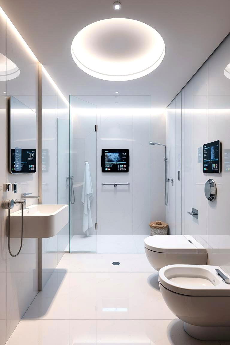 Integrated Smart Technology - 24 Large Bathroom Ideas