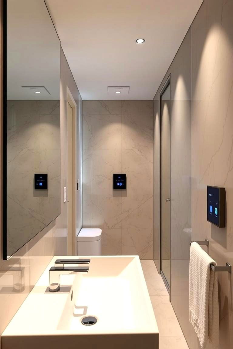Integrated Smart Technology for Modern Convenience - 24 Hallway Bathroom Ideas