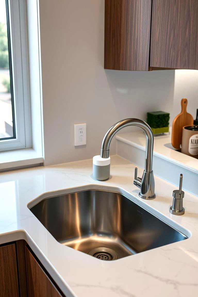 Integrated Soap Dispenser Corner Sink - 24 Corner Kitchen Sink Ideas