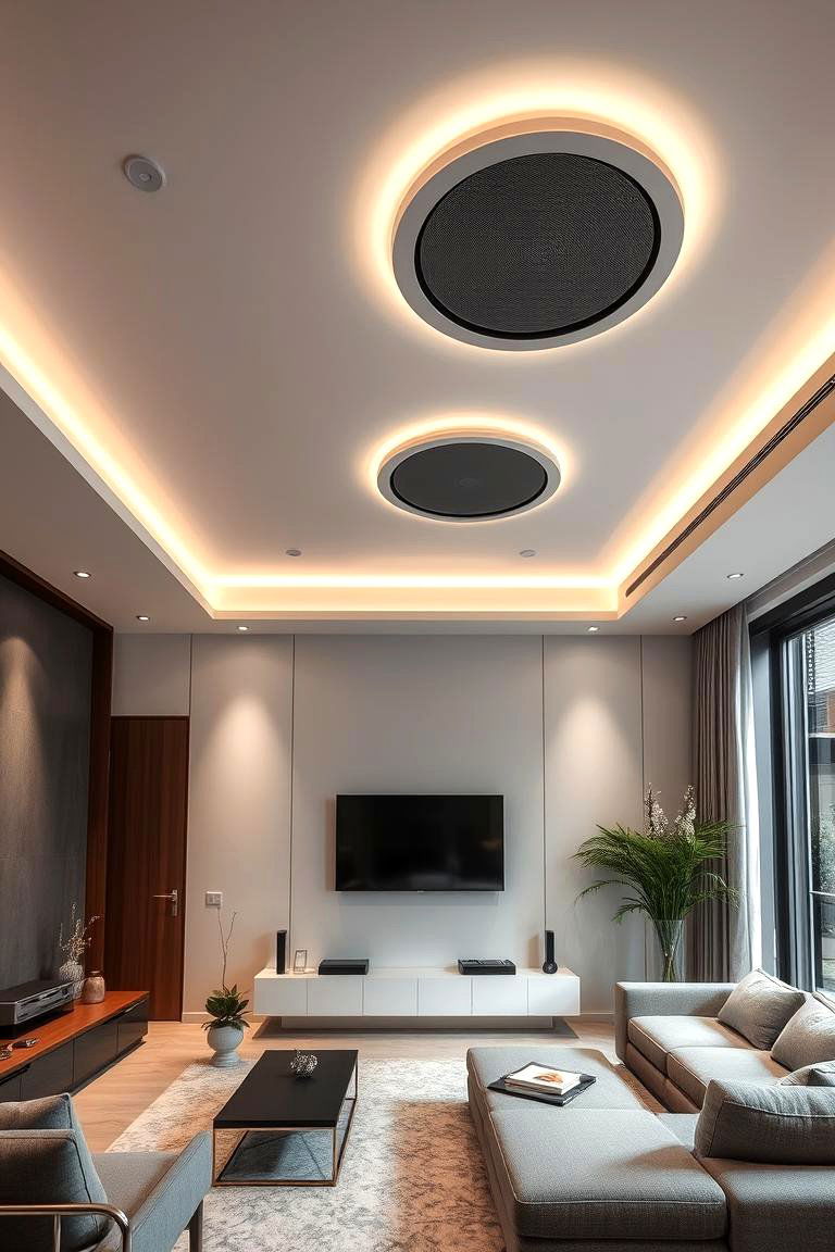 Integrated Sound System Ceiling - 24 Living Room Ceiling Ideas