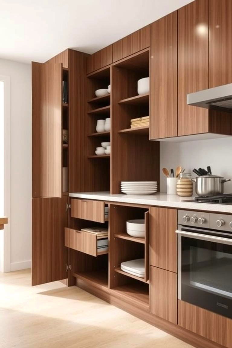 Integrated Storage Brown Designs - 24 Brown Kitchen Cabinets Ideas