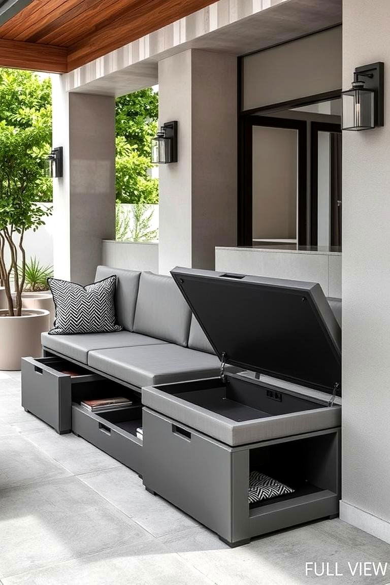 Integrated Storage Seating - 24 Outdoor Seating Ideas
