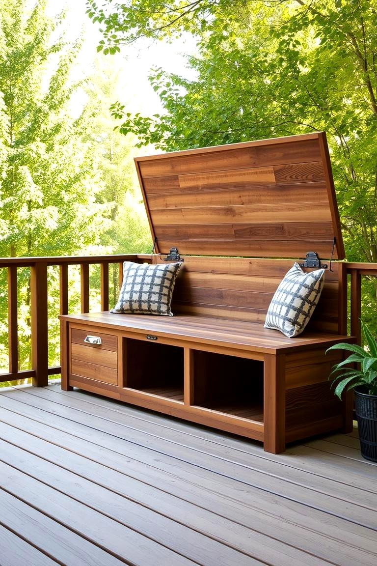 Integrated Storage and Seating Bench - 24 Built-in Deck Bench Ideas and Designs