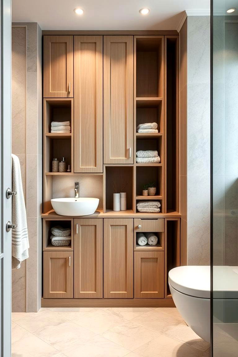Integrated Storage for Clutter Free Spaces - 24 Cozy Bathroom Ideas