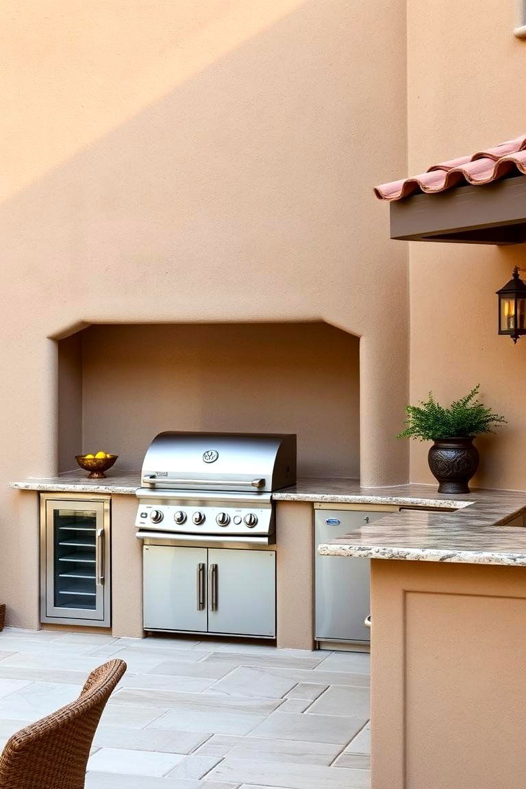 Integrated Stucco Grill Station - 24 Stucco Outdoor Kitchen Ideas