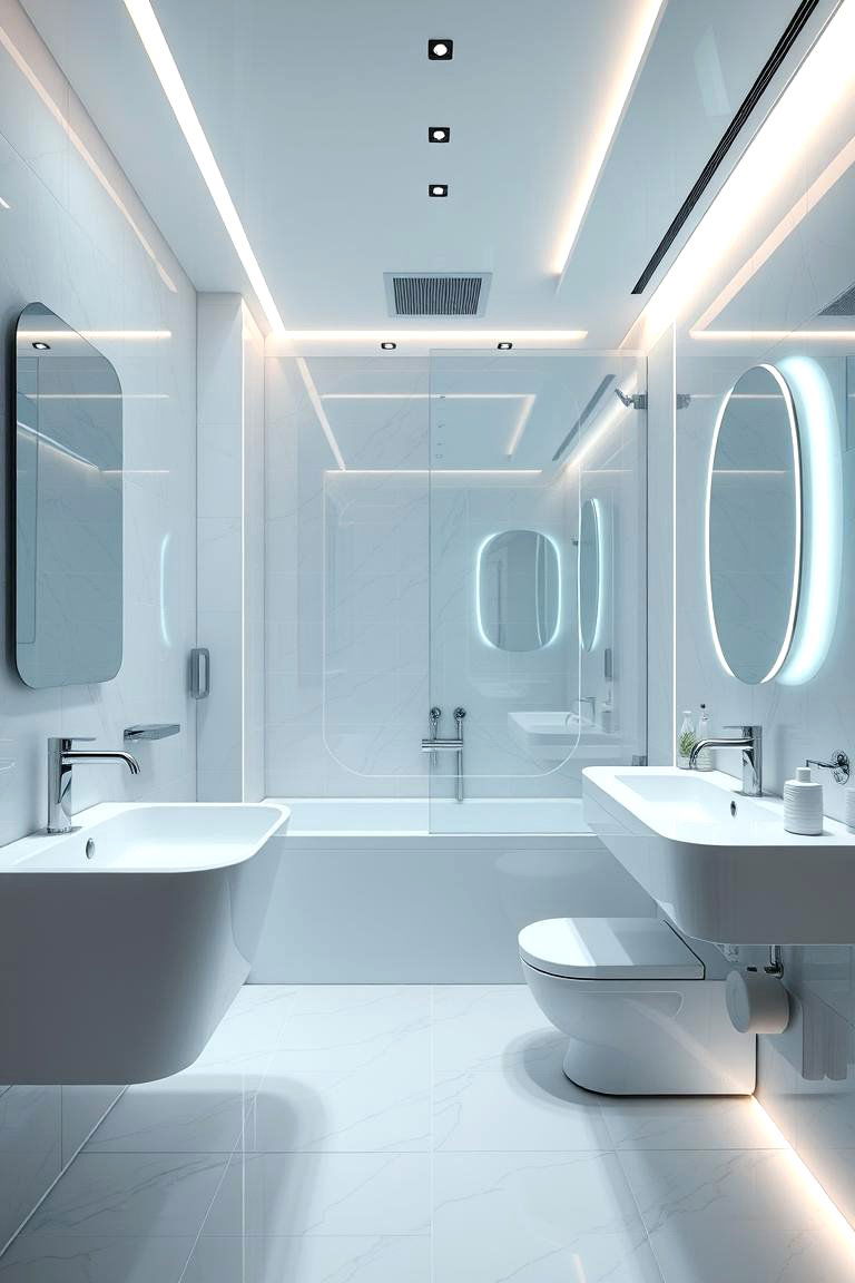Integrated Tech and Smart Features - 24 Family Bathroom Ideas