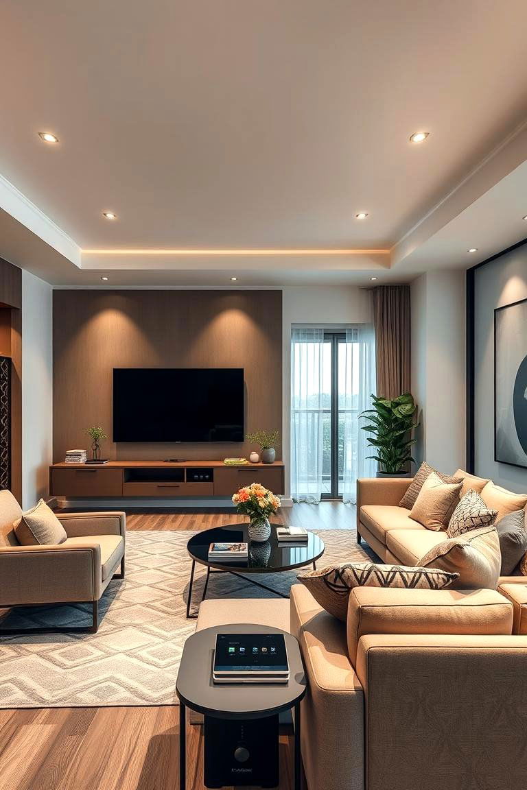 Integrated Technology Features - 24 Transitional Living Room Ideas