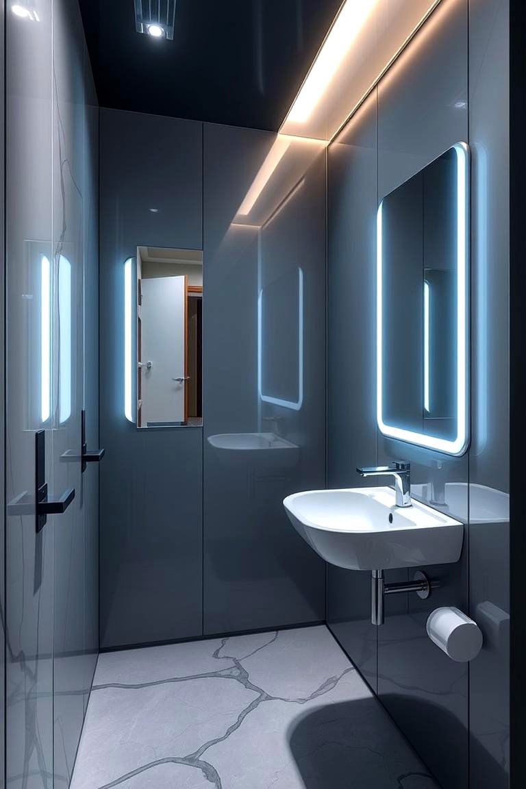 Integrated Technology for Modern Ease - 24 Small Powder Room Ideas