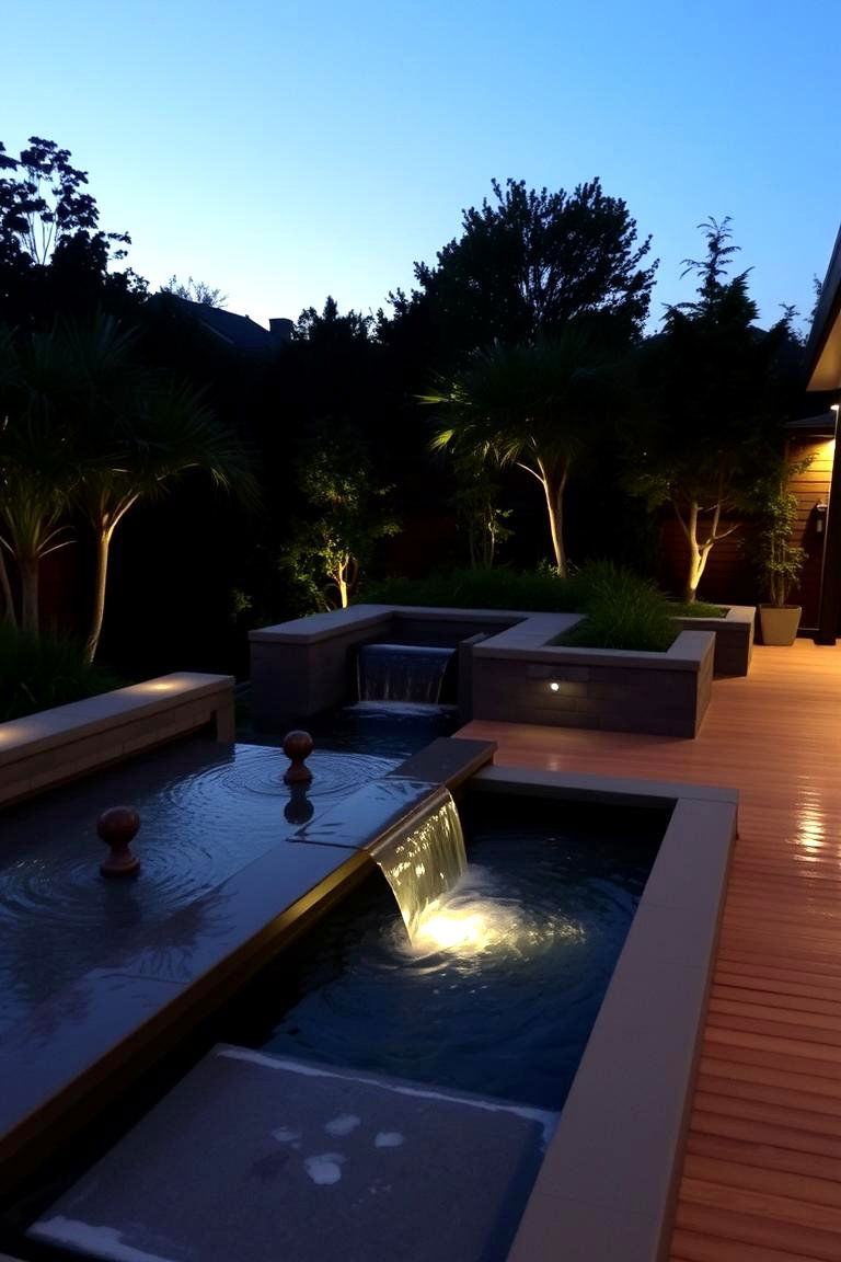 Integrated Water Feature Design - 24 Deck and Patio Combination Ideas