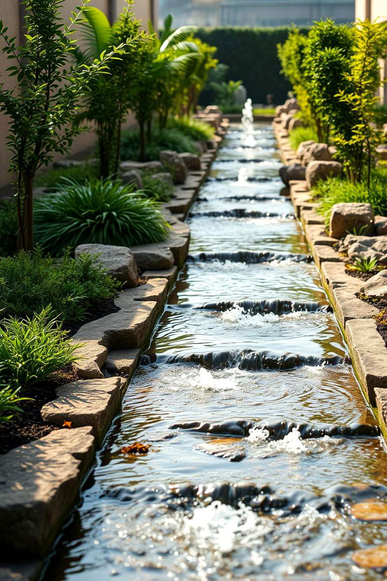Integrated Water Feature Path - 24 Pool Walkway Ideas