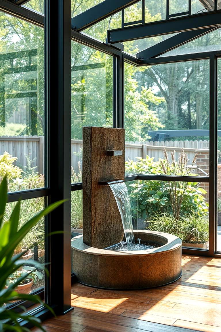 Integrated Water Feature - 24 Glass Porch Design Ideas