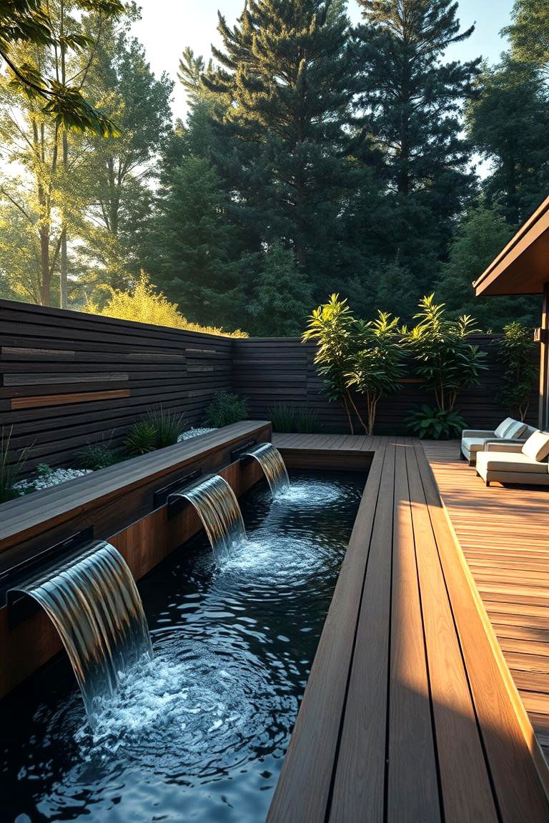 Integrated Water Features with Privacy - 24 Deck Privacy Ideas