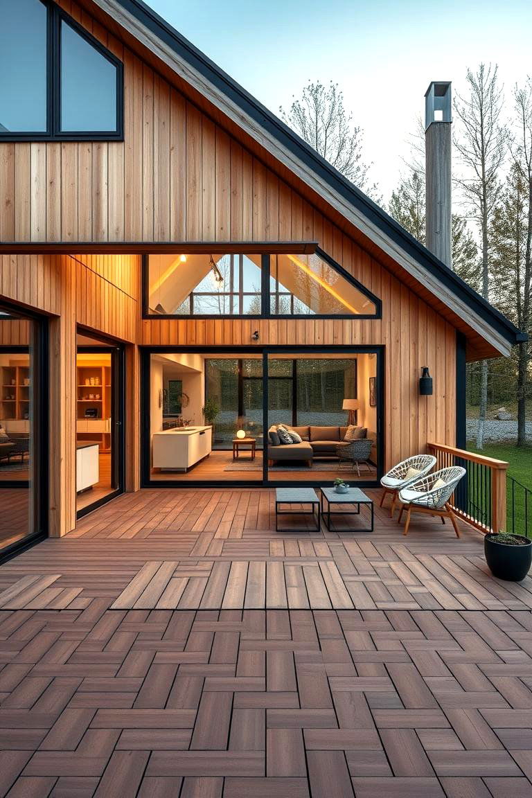 Integrated Wooden Deck or Patio - 24 Scandinavian House Exterior Ideas