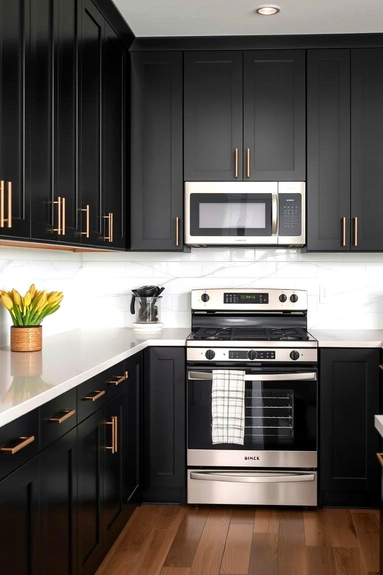 Integrating Appliances Seamlessly with Black Cabinets - 24 kitchens with beautiful black cabinets