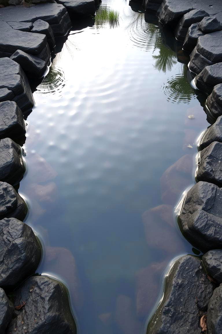 Integrating Water Features with Black River Rock - 24 Black River Rock Landscaping Ideas