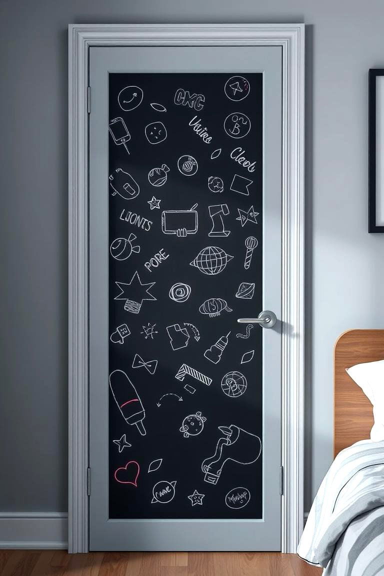 Interactive Chalkboard Areas for Notes and Art - 24 Bedroom Door Decorating Ideas
