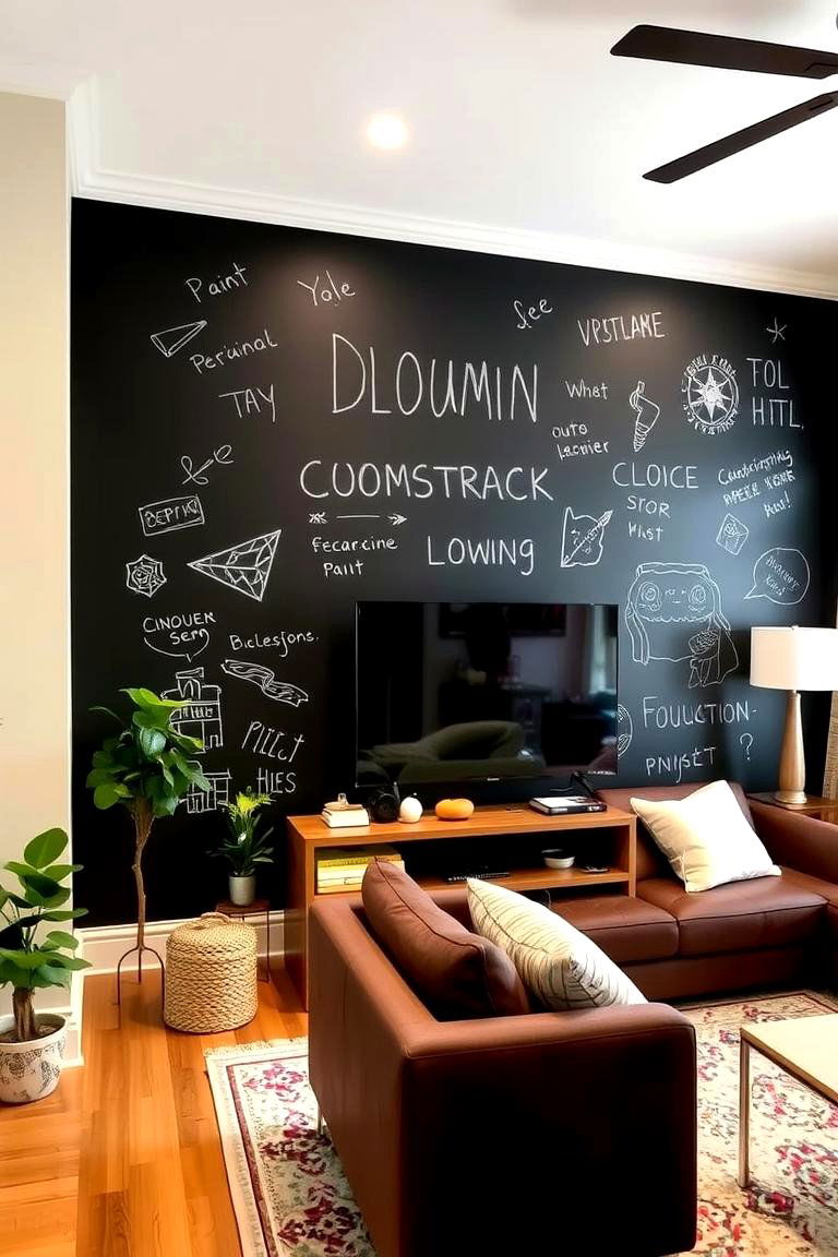 Interactive Chalkboard Canvas - 24 Living Room Accent Wall Ideas