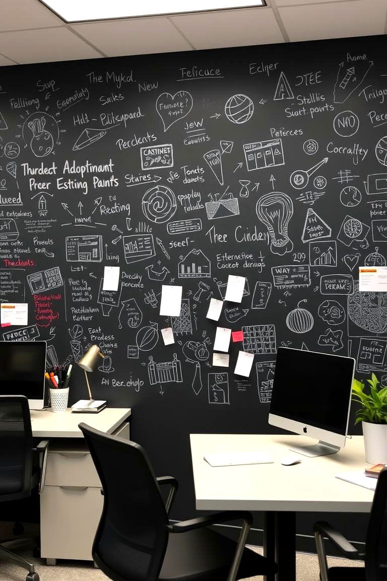 Interactive Chalkboard Paint Wall - 24 Office Wall Decor Ideas