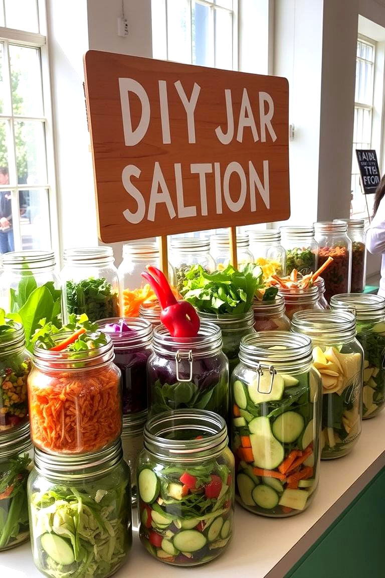 Interactive DIY Salad Jar Station - 24 Wedding Food Ideas