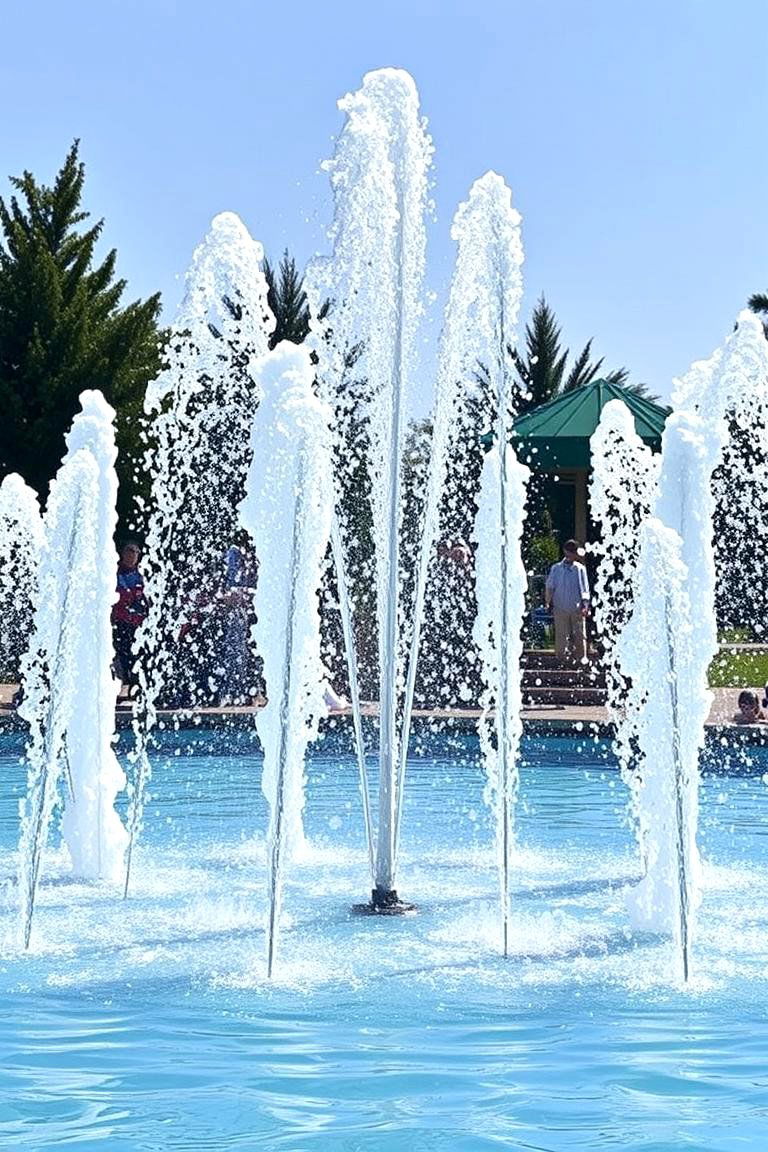 Interactive Jet Fountain - 24 Pool Fountain Ideas