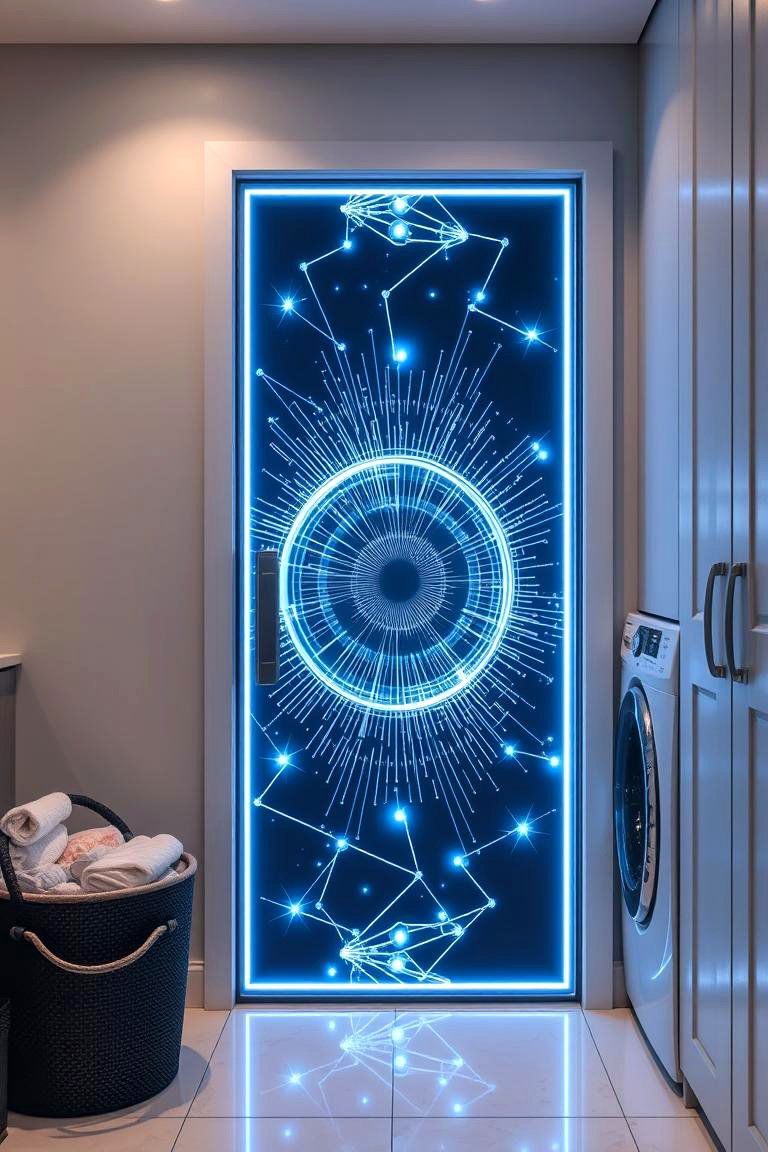 Interactive LED Panel Door - 24 Laundry Room Door Ideas