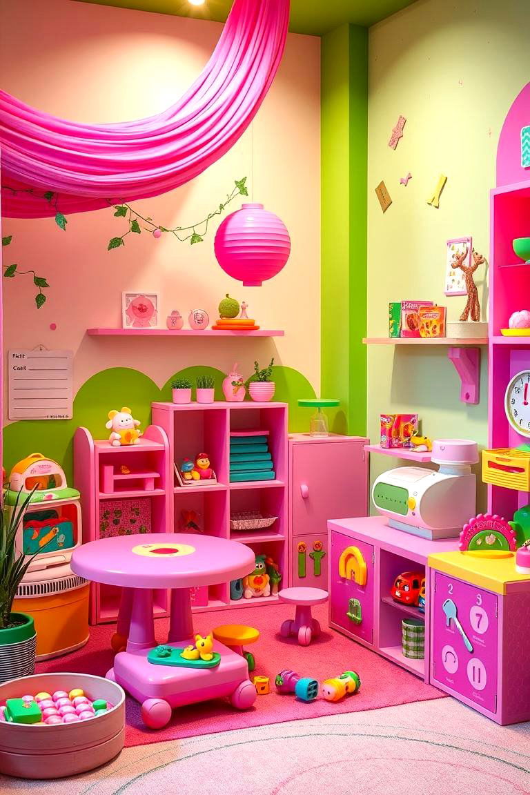 Interactive Learning Corner - 24 Pink and Green Nursery Ideas