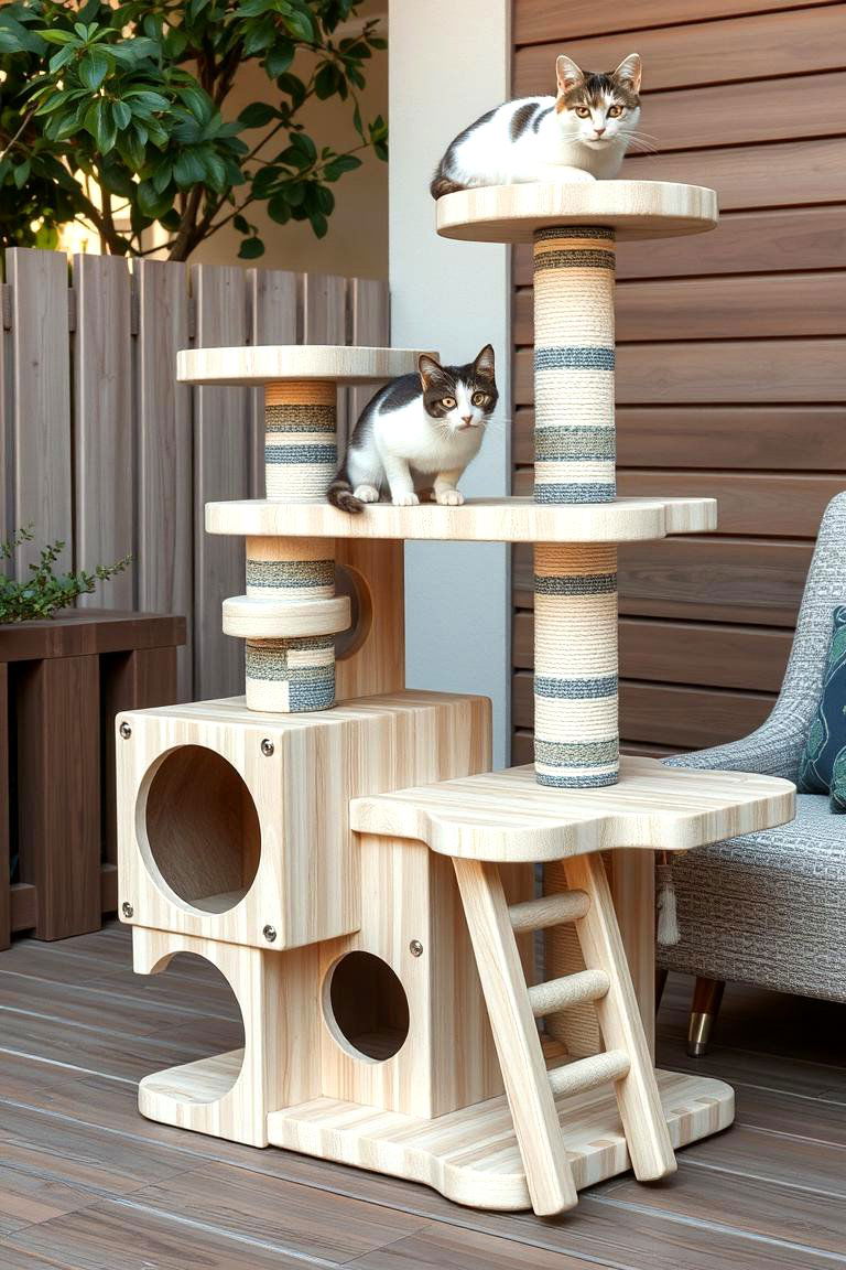 Interactive Puzzle Feature Cat Tree - 24 Outdoor Cat Tree Ideas