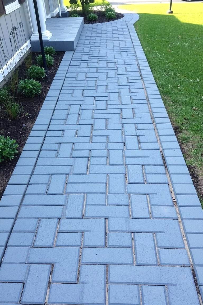 Interlocking Grey Paver Installation - 24 Grey Paver Walkway Ideas