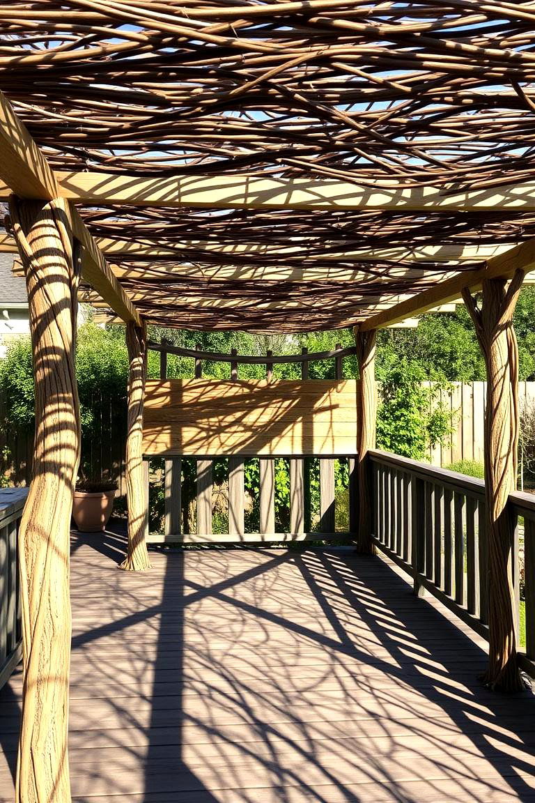 Interwoven Willow Branches - 24 Pergola Cover Ideas