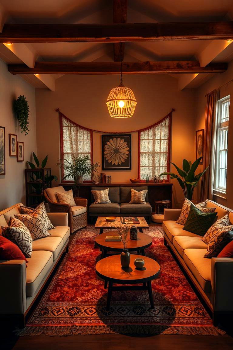 Intimate Conversation Zones - 24 Black Boho Living Room Ideas