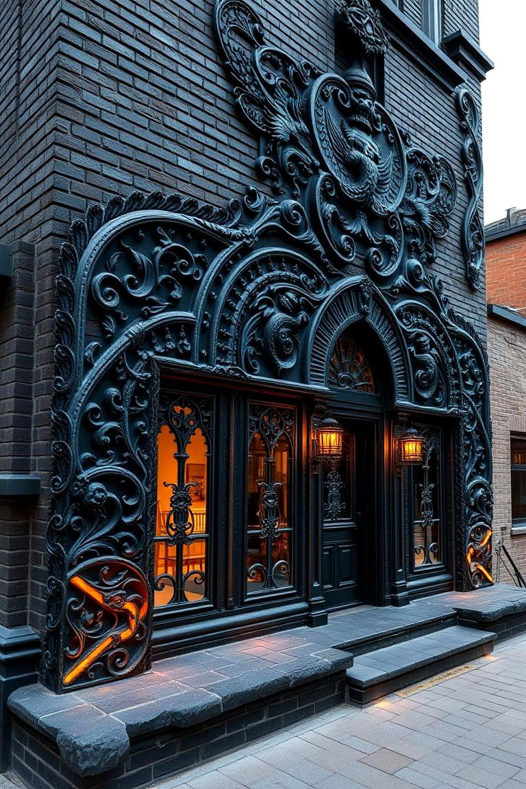 Intricate Black Brick with Custom Carvings - 24 Black Brick House Exteriors