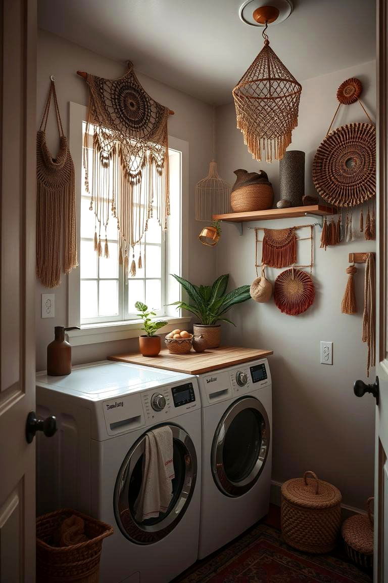 Intricate Bohemian Details - 24 Boho Laundry Room Ideas