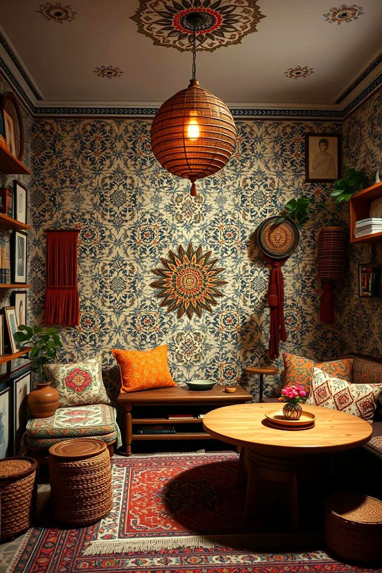 Intricate Boho Patterns with Burnt Orange Details - 24 Boho Burnt Orange Bedroom Ideas