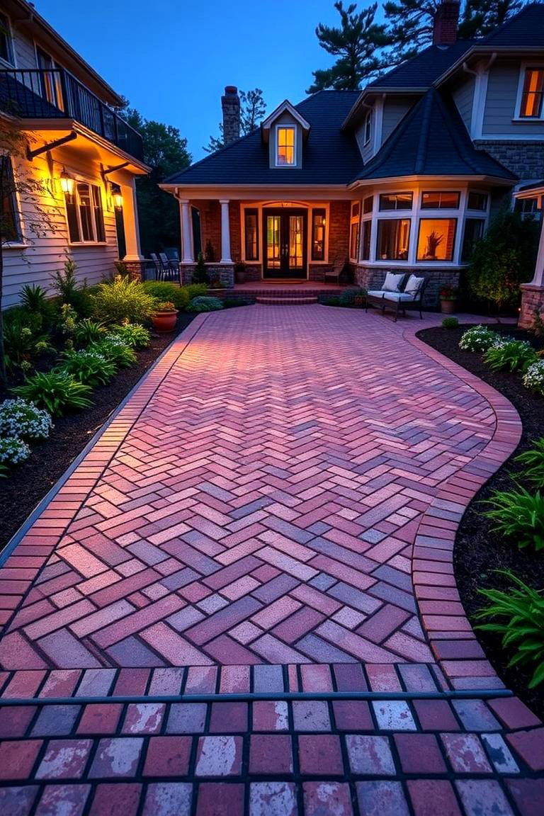 Intricate Border Enhanced Design - 24 herringbone brick patio designs